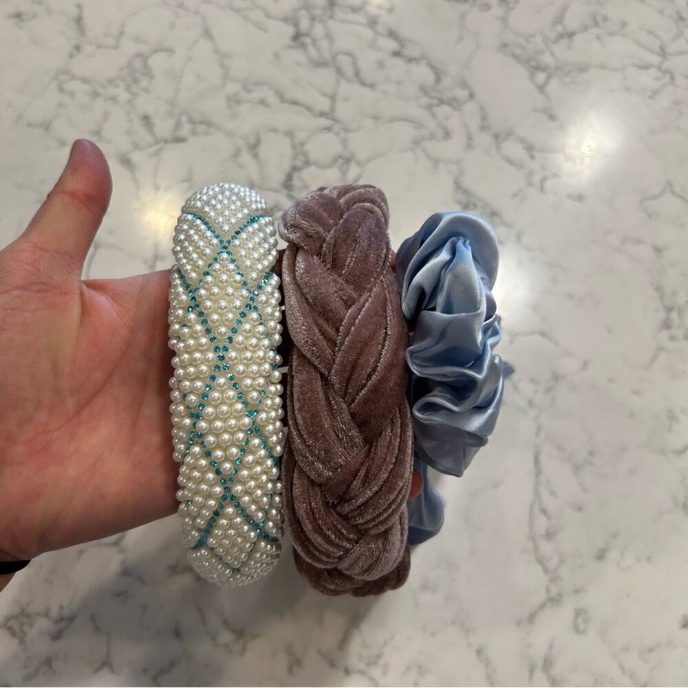 Lot of‎ 3 Hair Accessories Headbands Silk Scrunchie Hair Tie
